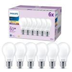 Mehrfachpackung 6x Philips Glühbirne LED E27 Birne Matt 7W 806lm - 827 