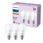 Mehrfachpackung 3x Philips Glühbirne LED E27 Birne Matt 8W 806lm - 827 