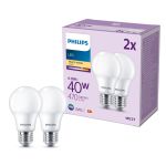 Mehrfachpackung 2x Philips Glühbirne LED E27 Birne Matt 5W 470lm - 827 