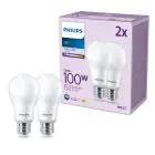 Mehrfachpackung 2x Philips Glühbirne LED E27 Birne Matt 13W 1521lm - 840 