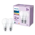 Mehrfachpackung 2x Philips Glühbirne LED E27 Birne Matt 5W 470lm - 827 