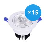 Lot 15x Spot Encastrable LED Ronde Inclinable 12W 960lm 60D - 930 Blanc Chaud | 110mm - Diamètre 90mm - UGR <19