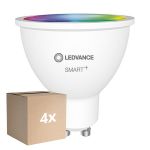 Lot 4x Ledvance Smart+ Wifi GU10 Spot 5W 350lm 45D - 827-865 Accordable Blanc | RGBW - Dimmable - Remplacement 50W