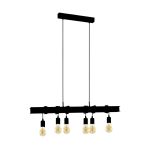 Eglo Suspension Luminaire Townshend 6 Échantillon Noir | IP20 - Convient pour 6x E27 