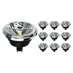 Lot 10x Spot LED GU10 AR111 15W 850lm 40D - 930 Blanc Chaud | Meilleur rendu des couleurs - Dimmable - Équivalent 100W